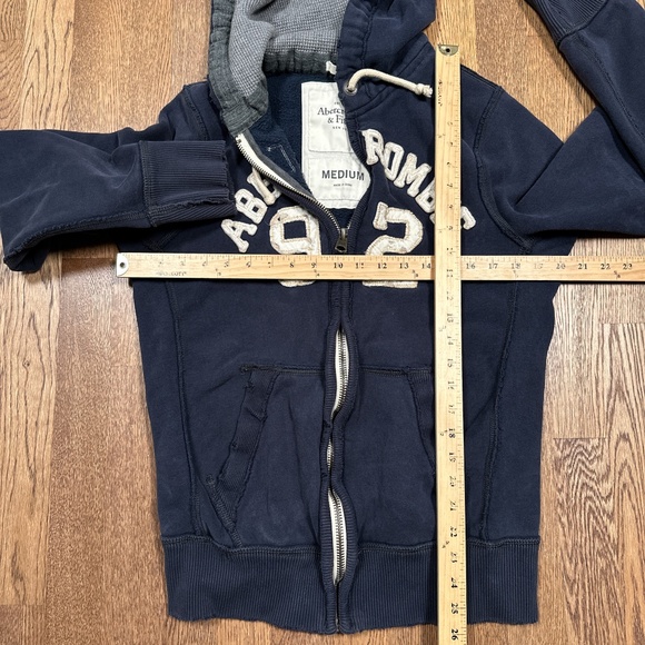 Vintage Y2K Abercrombie & Fitch Distressed Muscle Thermal Zip Hoodie Mens M - Picture 12 of 12